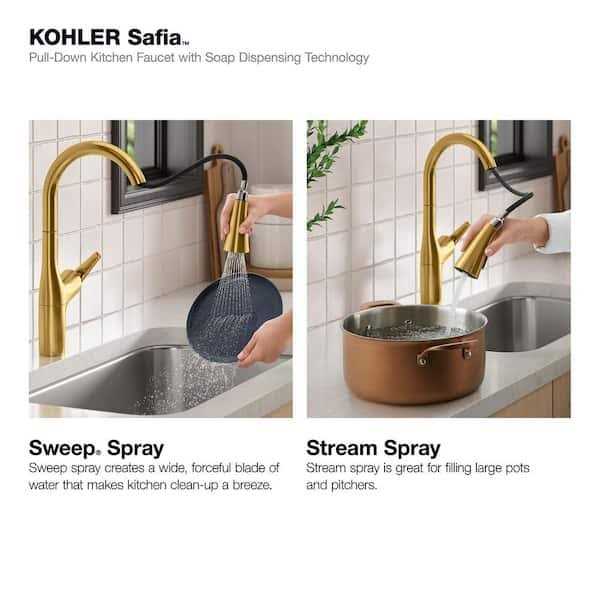 Kohler Safia 1-Handle Pull Down Sprayer Kitchen Faucet with Integrated Soap Dispenser - Image 3