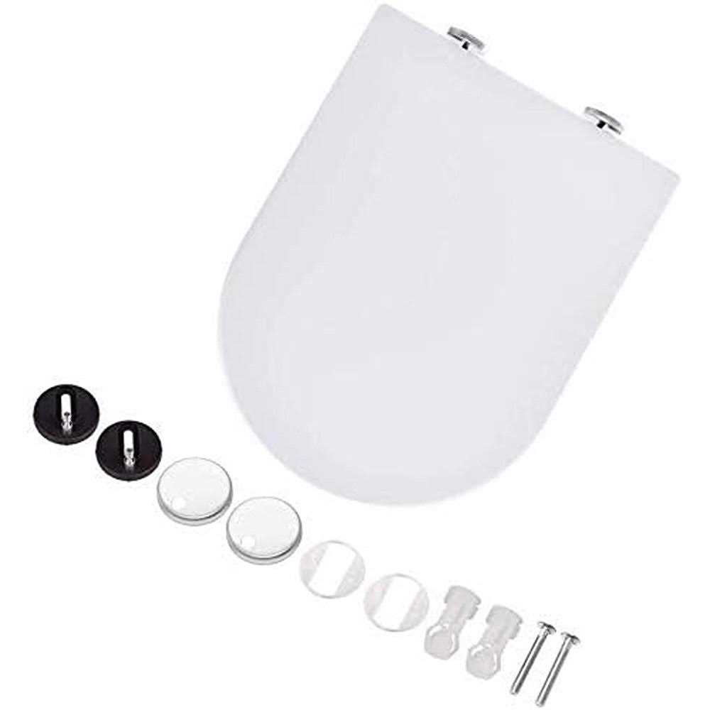 FELiCON Toilet Seat will Slow Close Modern Lid Toilet Covers White D-Shape Easy Clean & Fix Adjustable Hinges Seat Quick Release Loo B07Z7GFVJ3 - Image 3