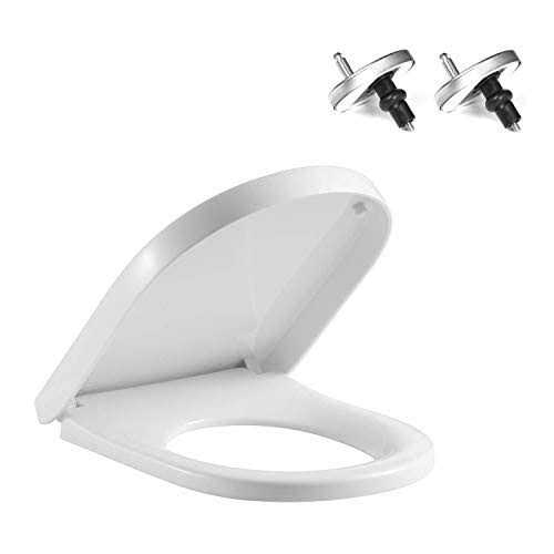 FELiCON Toilet Seat will Slow Close Modern Lid Toilet Covers White D-Shape Easy Clean & Fix Adjustable Hinges Seat Quick Release Loo B07Z7GFVJ3 - Image 5