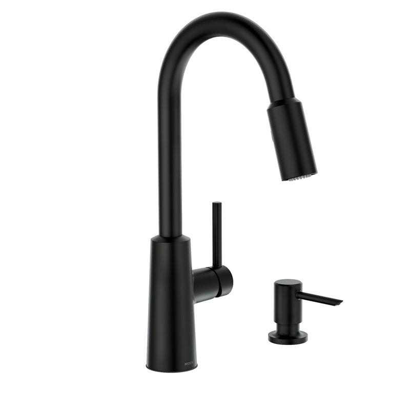 Moen Nori One Handle Matte Black Kitchen Faucet 87897BL - Image 2