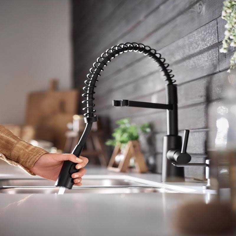 Moen Nori One Handle Matte Black Kitchen Faucet 87897BL - Image 3