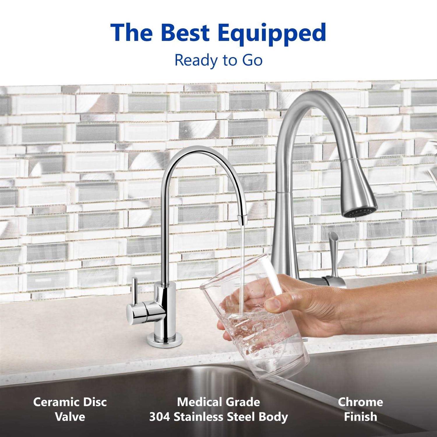 Express Water Modern Chrome Water Filter Faucet – Drinking Water Faucet – Reverse Osmosis Filtration System and Kitchen Sink Beverage Faucet – - Image 5