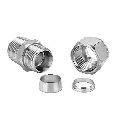 Pysrych 304 Stainless Steel Compression Fitting Tube OD x NPT Male Coupler Straight Adapter Connect with Double Ferrules Pack of 2 - Image 3