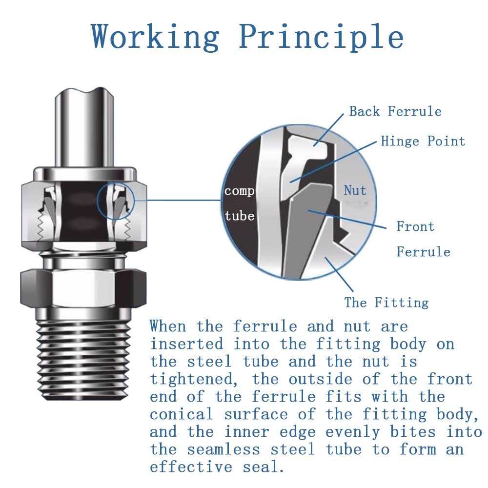 Pysrych 304 Stainless Steel Compression Fitting Tube OD x NPT Male Coupler Straight Adapter Connect with Double Ferrules Pack of 2 - Image 4