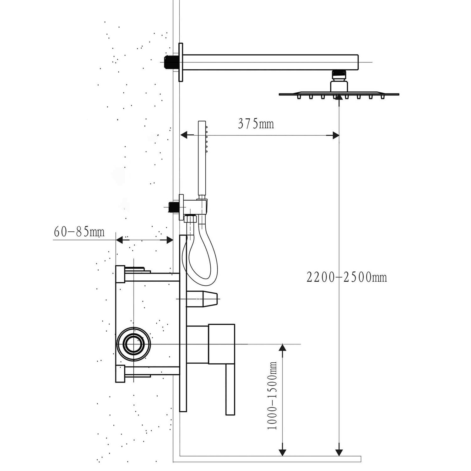 Fransiton 10 Inches Brushed Nickel Shower System Rain Shower System Set Wall Mounted - Image 3