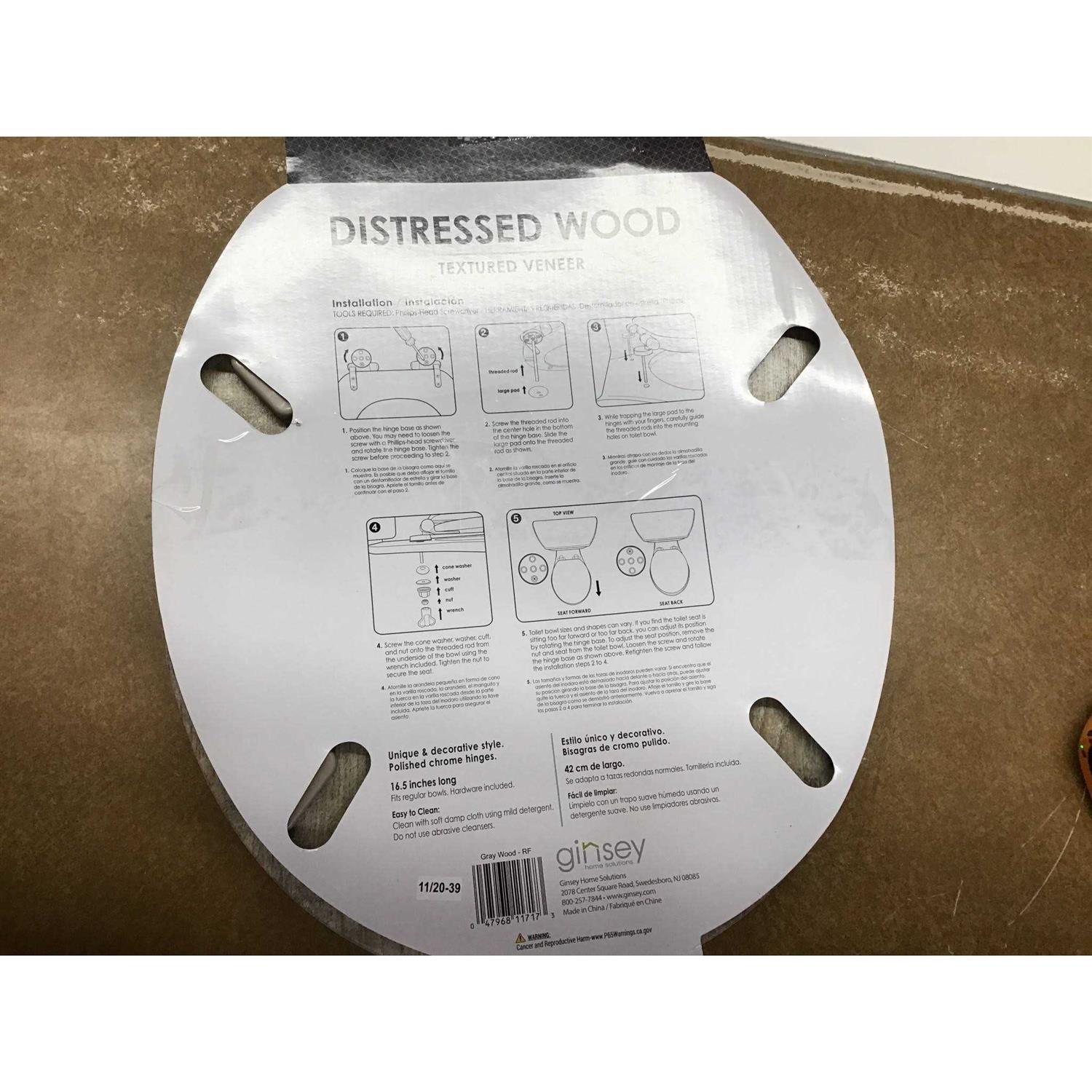 HOME + SOLUTIONS Round Distressed Wood Closed Front Toilet Seat - Image 5