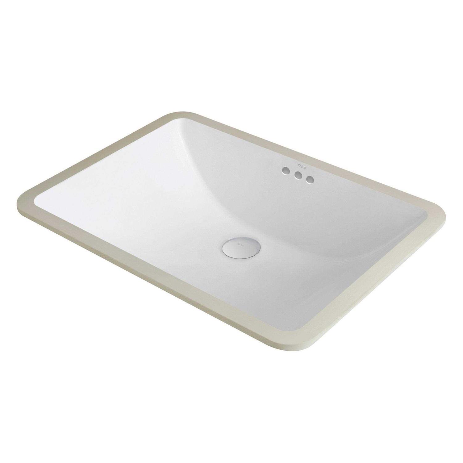 Kraus Elavo Large Rectangular Ceramic Undermount Bathroom Sink with Overflow KCU-251
