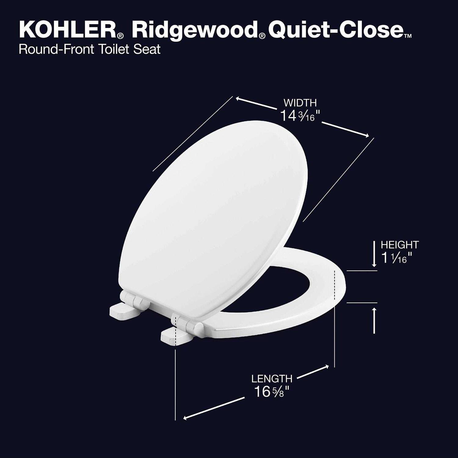 Kohler Ridgewood Quiet-Close Round-Front Toilet Seat - Image 3