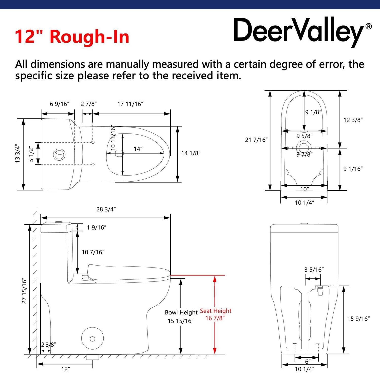 DeerValley Dv-1f026 Ally Dual Flush Elongated One-Piece Standard-Size Toilet - Image 4