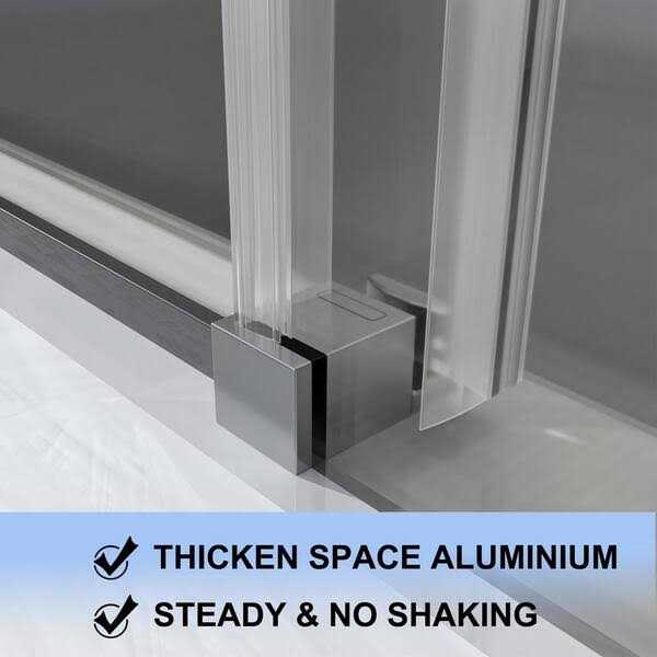 ES-DIY 58 in. H Sliding Frameless Tub Door in Chrome Clear Glass - Image 3