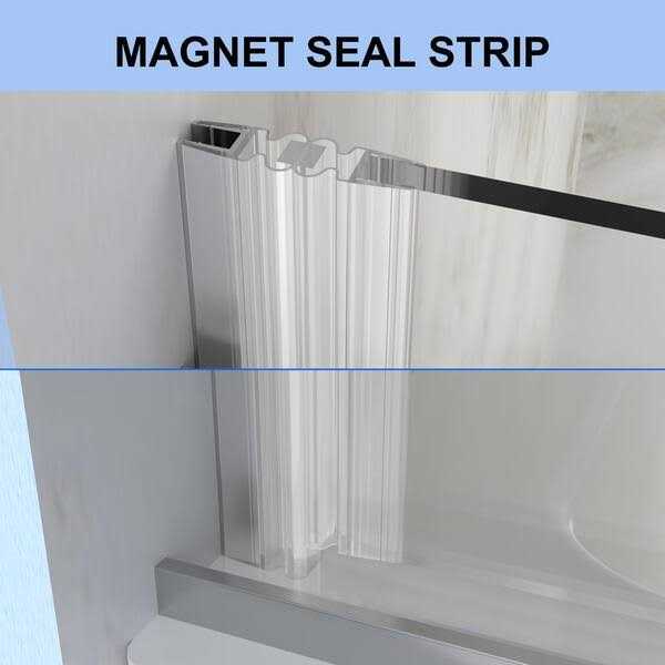 ES-DIY 58 in. H Sliding Frameless Tub Door in Chrome Clear Glass - Image 5