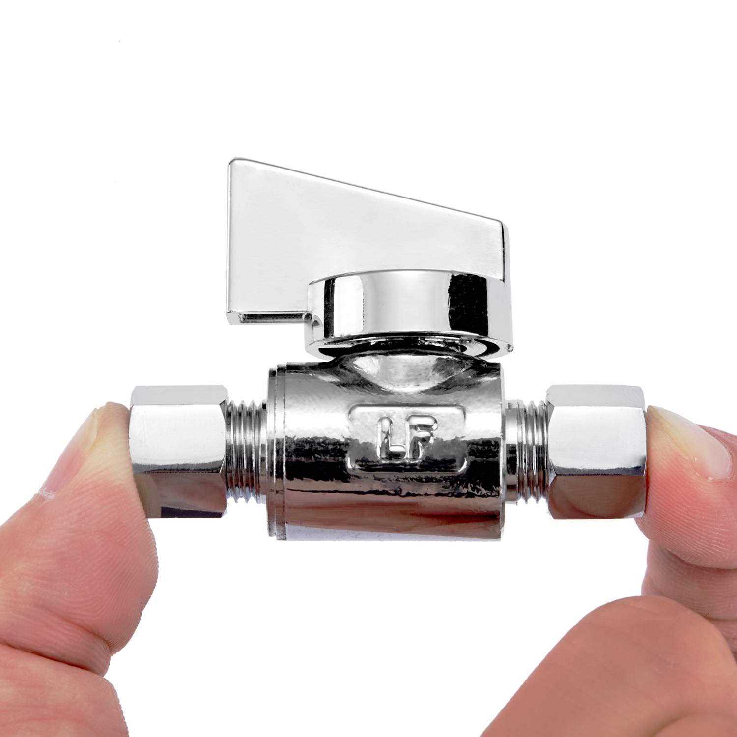 Minimprover 2 Pack Premium Brass Compression x Compression Quarter Turn Water Straight Angle Valve - Image 3