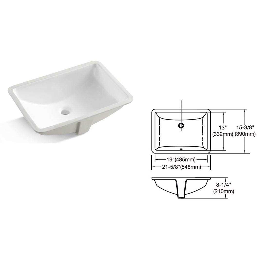 MEJE Vessel Sink Rectangle Undermount Bathroom Sink Lavatory Vanity Ceramic Pure White - Image 4