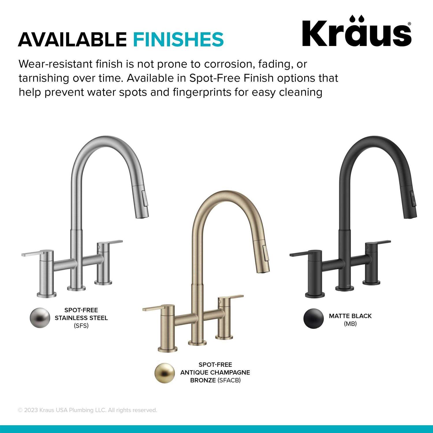 Kraus Oletto Bridge Kitchen Faucet with Pull-Down Sprayhead KPF-3122 - Image 5