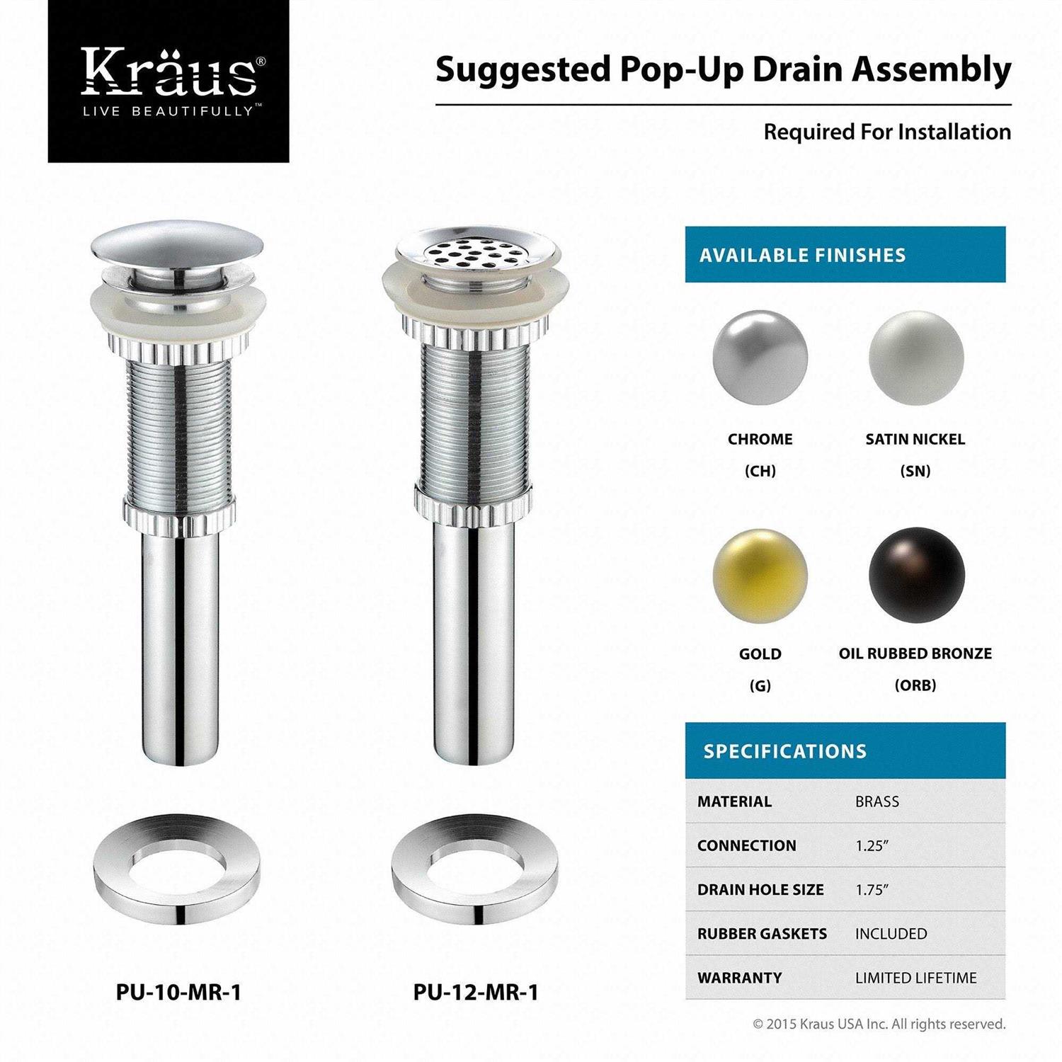 Kraus Waterfall Single Hole Vessel Bathroom Faucet KGW-1700CH-CL - Image 5