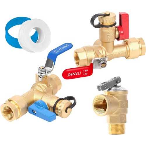 Iococee 3/4 Inch IPS Isolator Tankless Water Heater Service Valve Kit with Pressure Relief Valve - Image 5