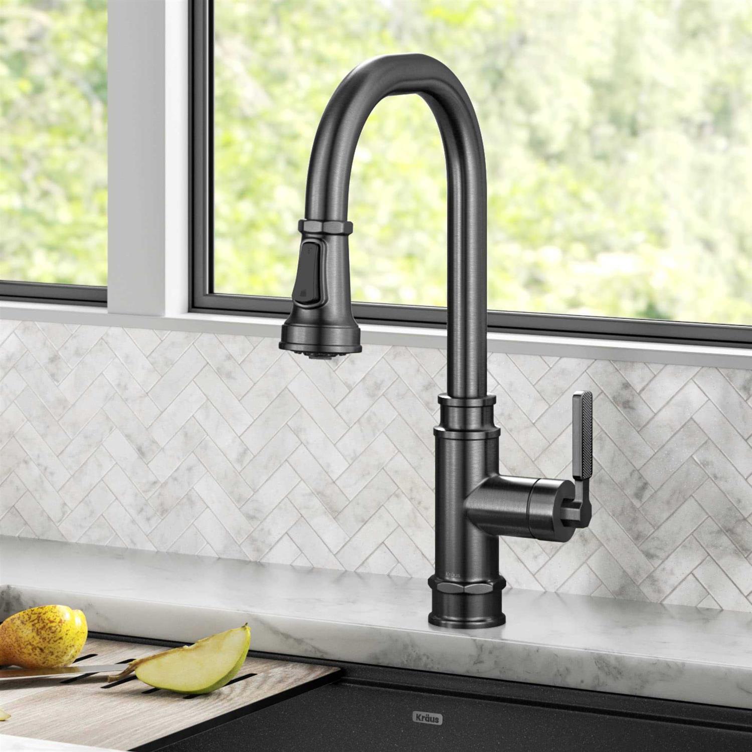 Kraus Allyn Transitional Industrial Pull-Down Single Handle Kitchen Faucet KPF-4101SFSB - Image 3