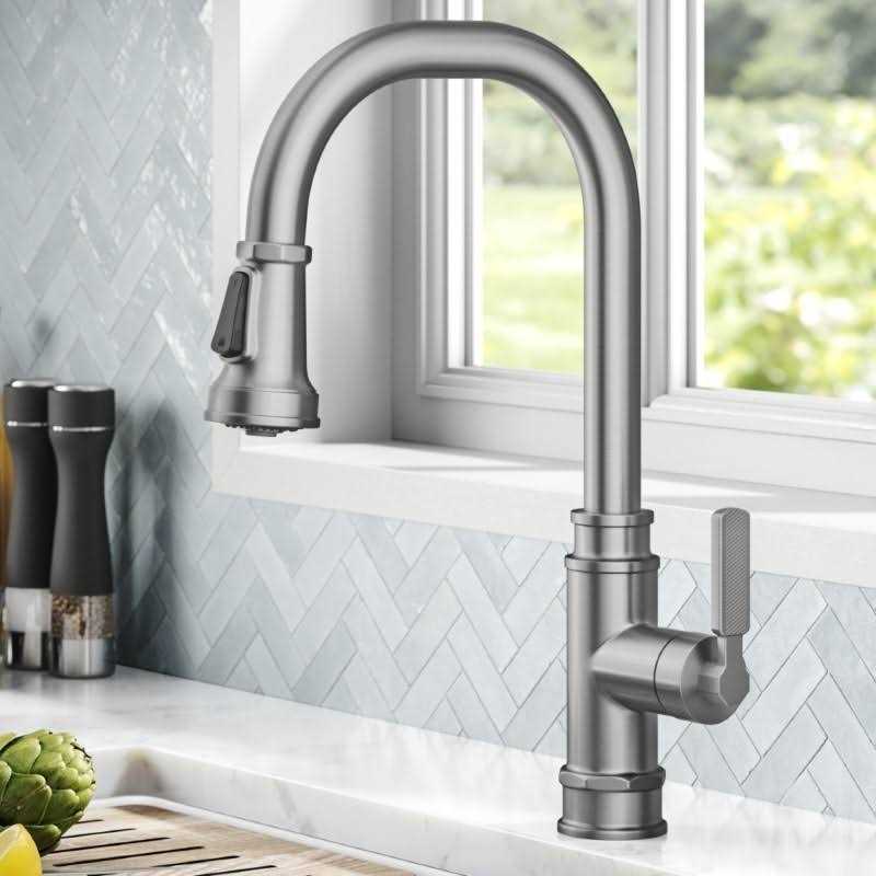 Kraus Allyn Transitional Industrial Pull-Down Single Handle Kitchen Faucet KPF-4101SFSB - Image 4
