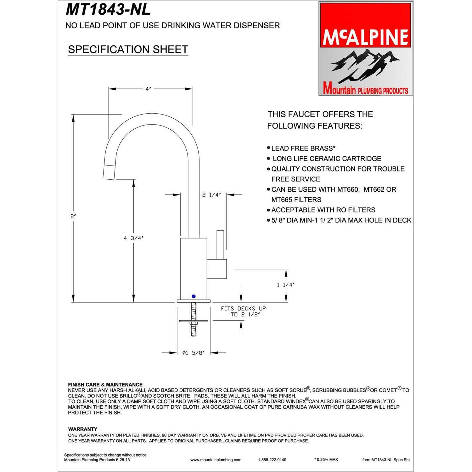 Mountain Plumbing MT1843-NL/ Point-of-Use Drinking Faucet with Contemporary Round Body & Handle - Image 4