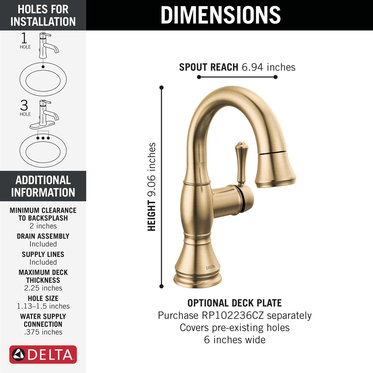 Delta Cassidy Single Handle Pull Down Bathroom Faucet 597-PD-DST - Image 5