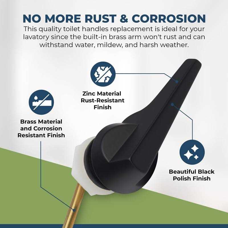 Ravine Universal Toilet Handle Lever Replacement - Zinc Modern Black Toilet Handle with Brass Arm - Front Mount Toilet Flush Lever Compatible w/Most - Image 3