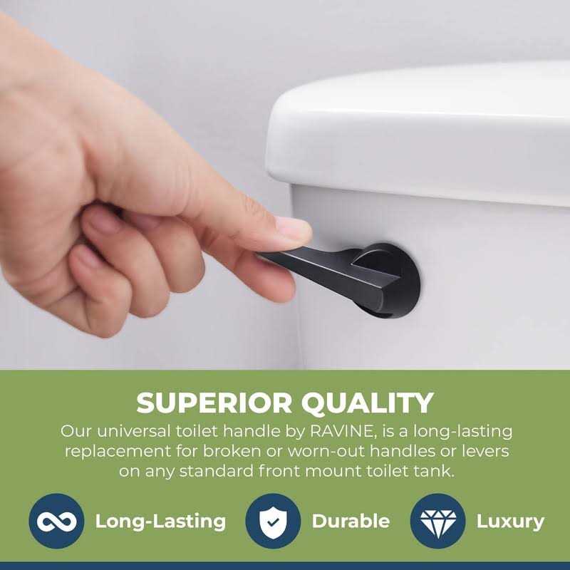 Ravine Universal Toilet Handle Lever Replacement - Zinc Modern Black Toilet Handle with Brass Arm - Front Mount Toilet Flush Lever Compatible w/Most - Image 5