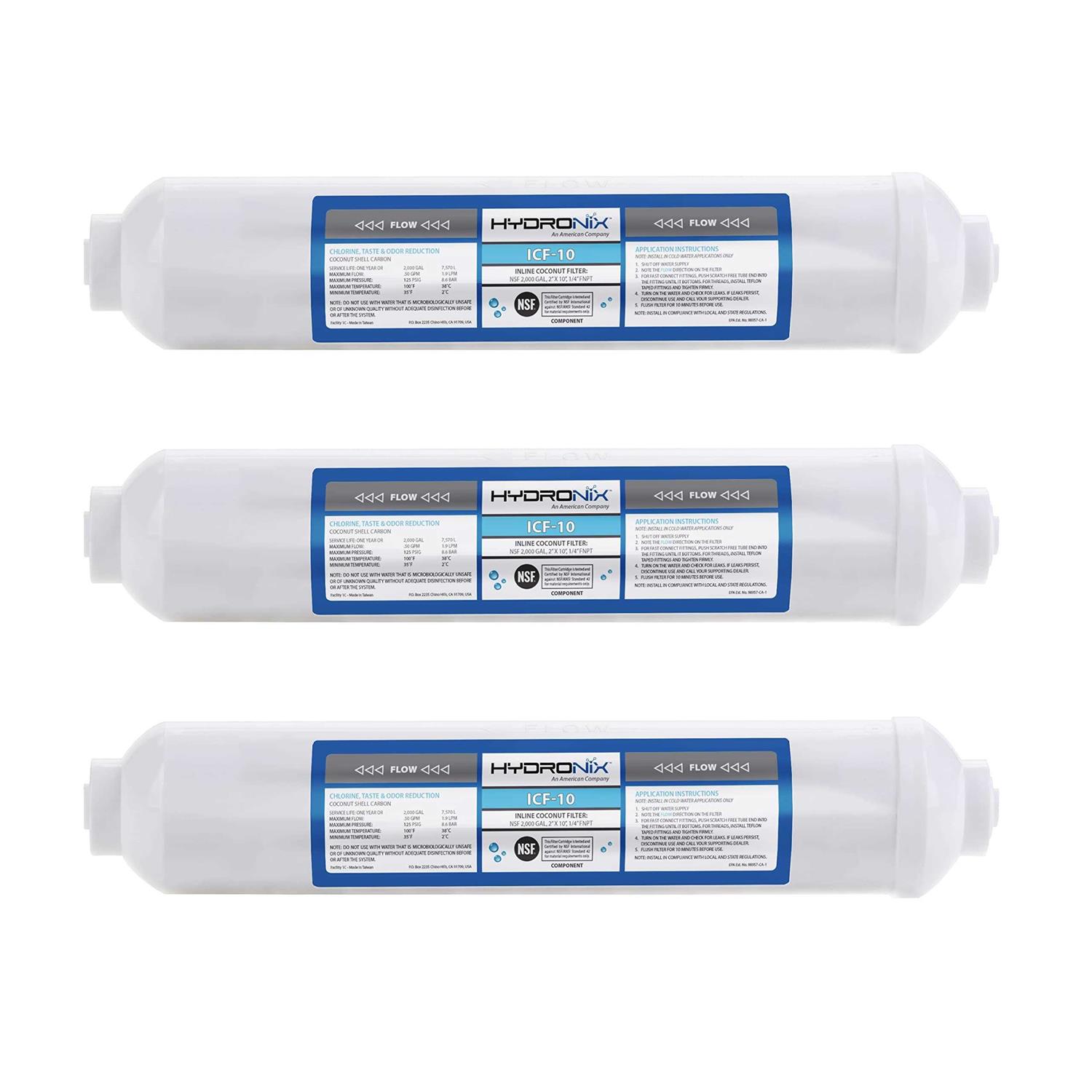 Hydronix ICF-10 Inline Coconut Carbon Water Filter