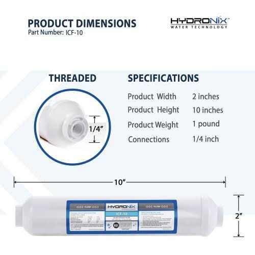 Hydronix ICF-10 Inline Coconut Carbon Water Filter - Image 5