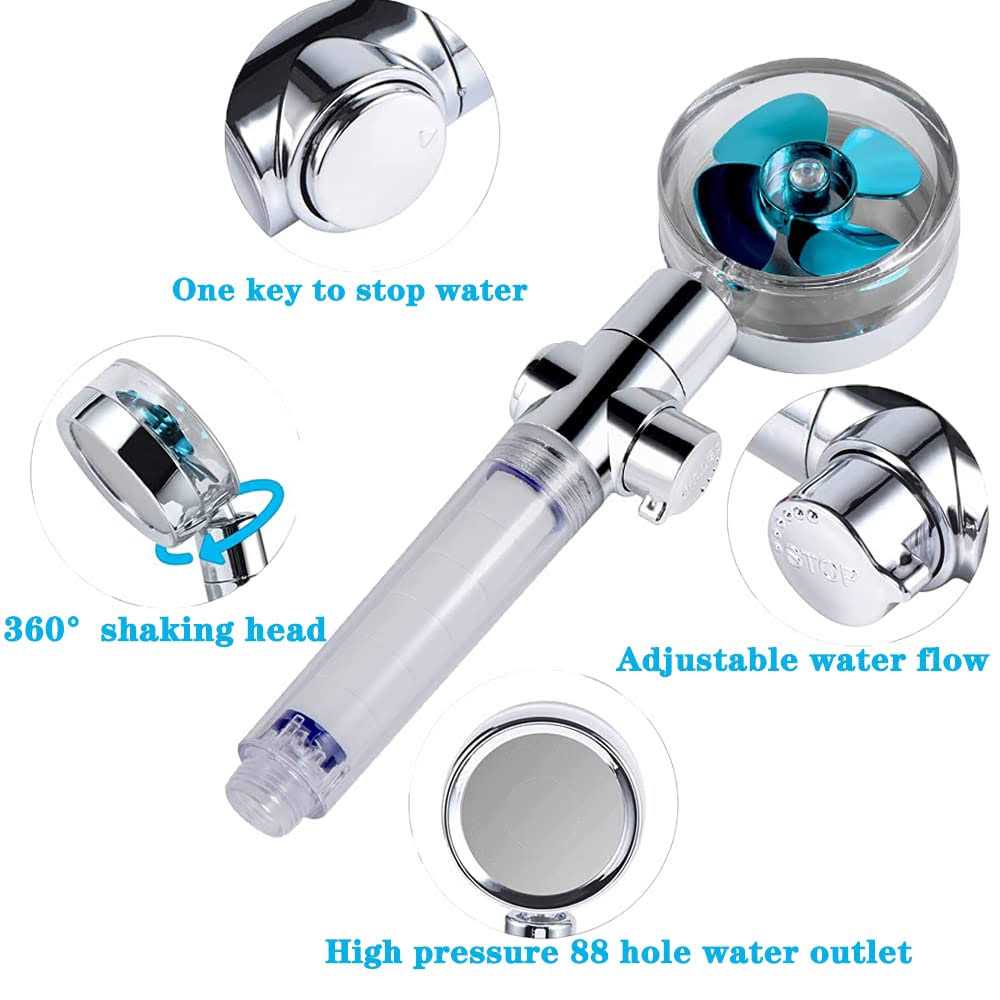 Handheld Turbocharged Pressure Propeller Shower with Adjustable water flow and filter - Image 4