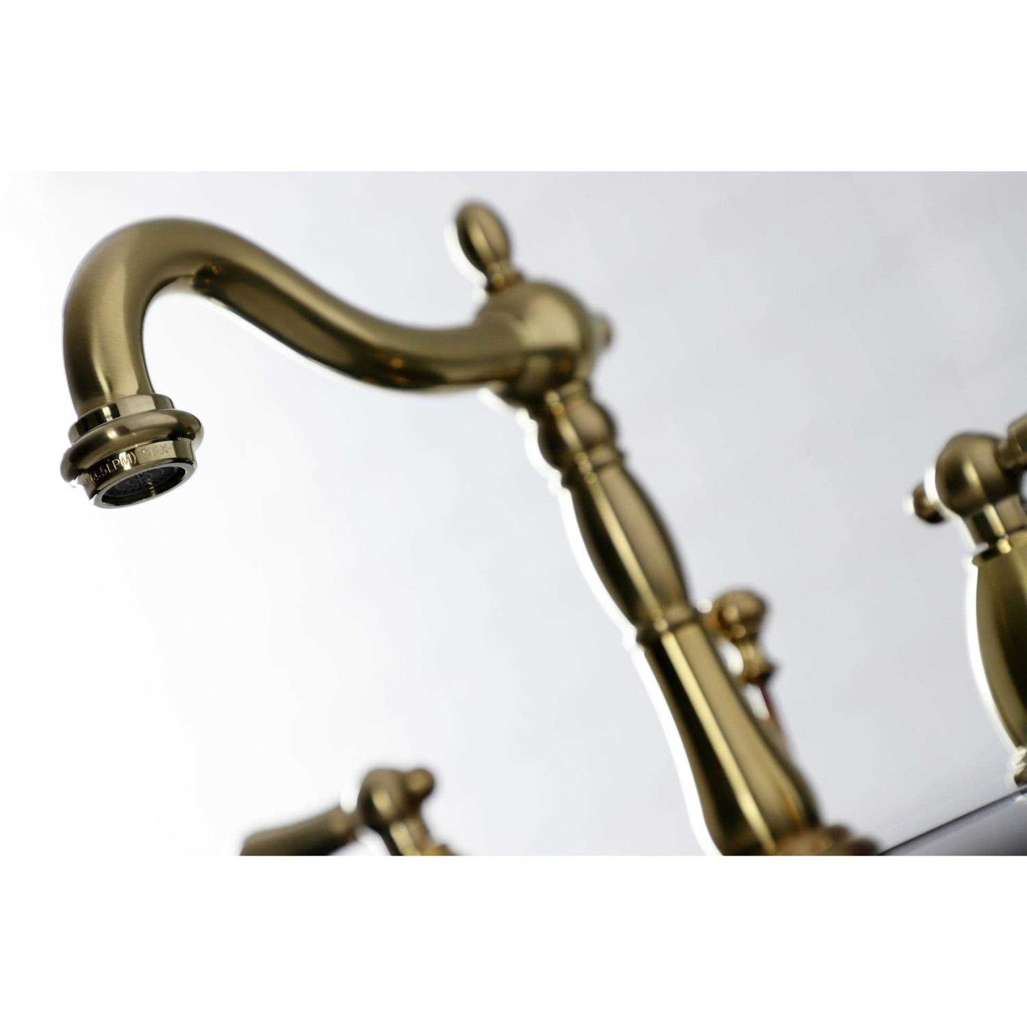 Kingston Brass KB1972AL Heritage Widespread Bathroom Faucet with Brass Pop-Up - Image 3