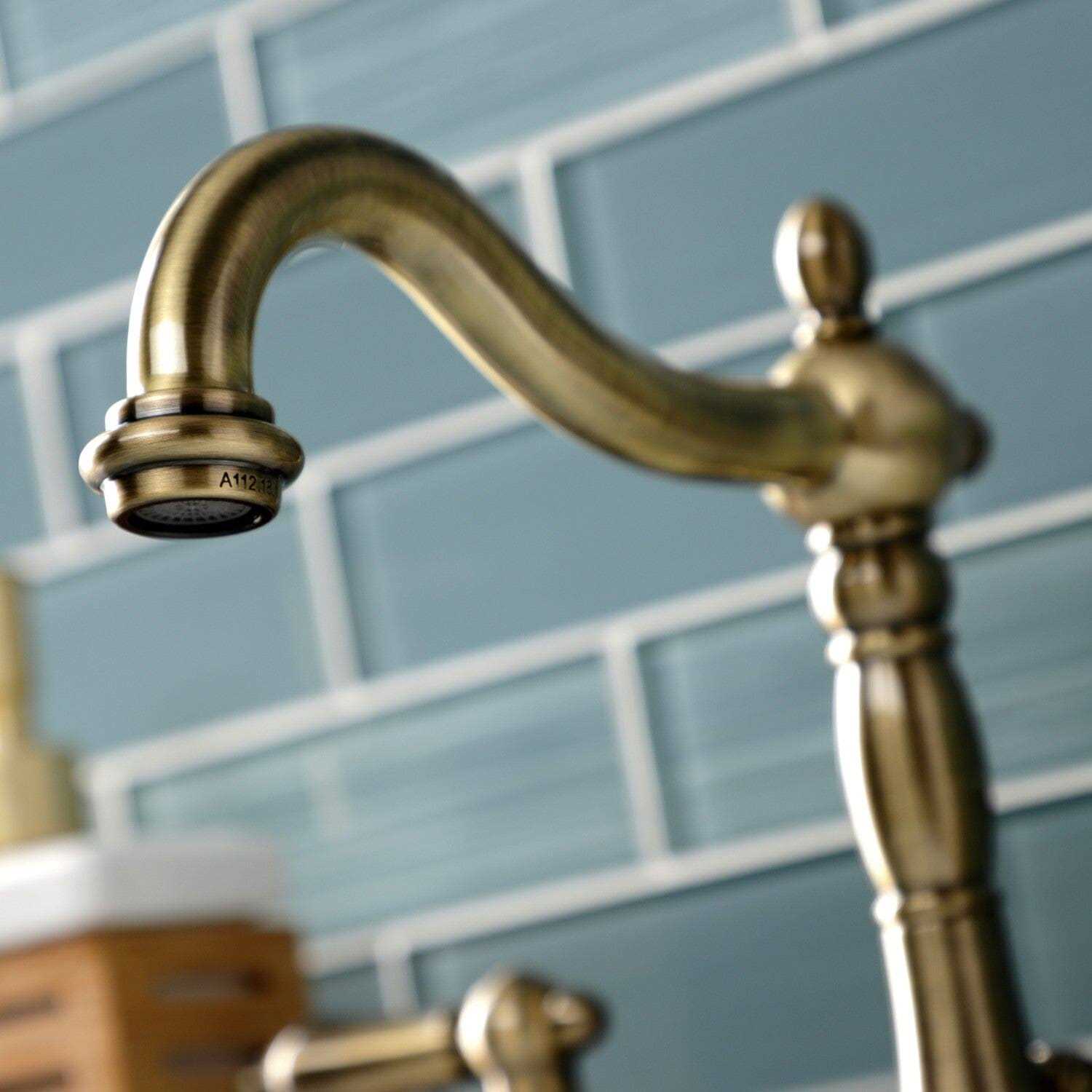 Kingston Brass KB1972AL Heritage Widespread Bathroom Faucet with Brass Pop-Up - Image 5