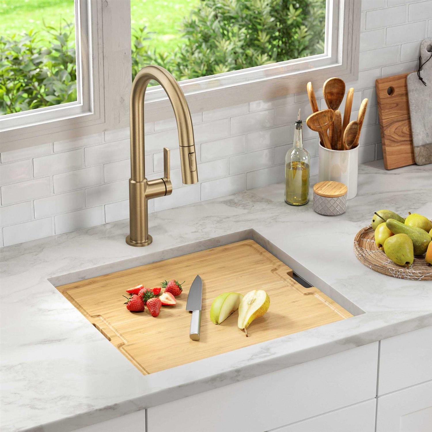 Kraus 21 Kore Undermount Workstation Stainless Steel Single Bowl Kitchen Sink with Accessories KWU111-21 - Image 3