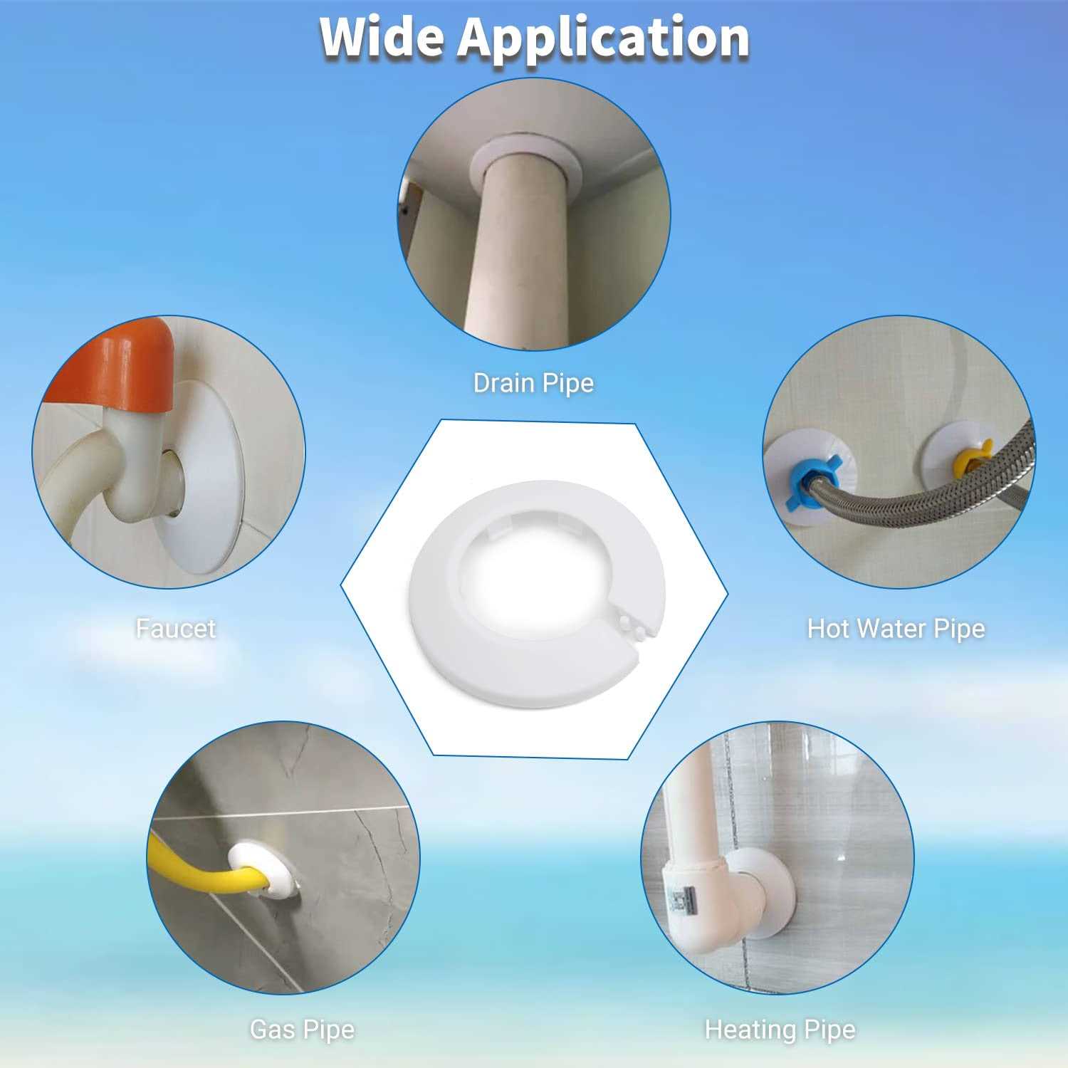 MroMax Fit Outer Diameter Flange Water Pipe Cover Decoration White Pipe Cover Radiator PP Plastic Escutcheon Collar for Wall Pipe - Image 2