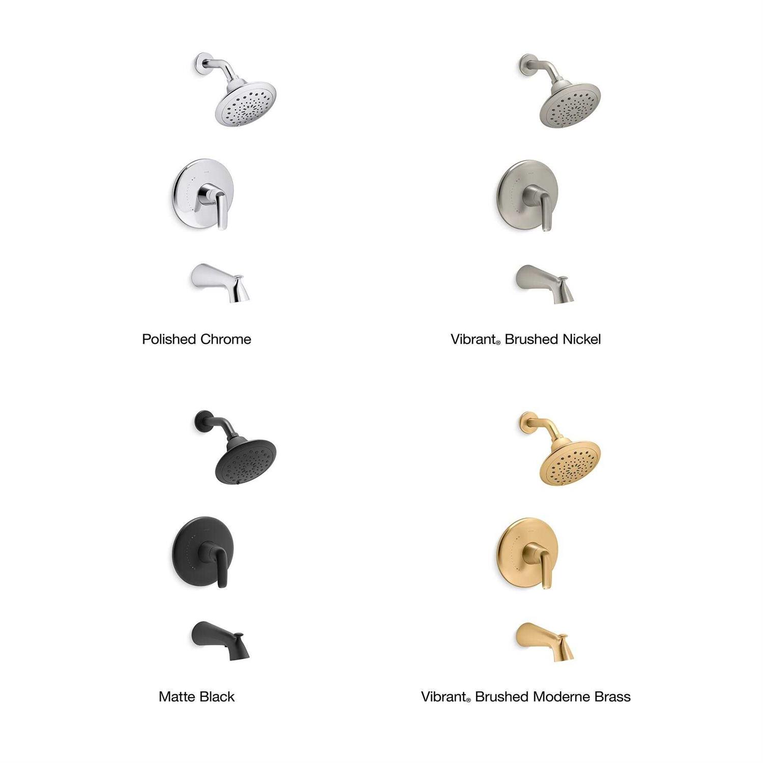 KOHLER Avail Vibrant Moderne Brushed Brass 1-Handle Bathtub and Shower Faucet with Valve K-R33049-4G-2MB - Image 4