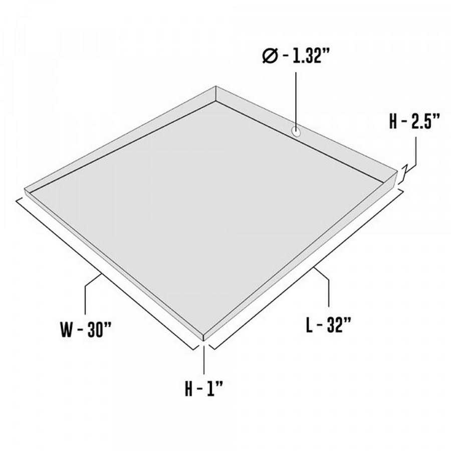 Killarney Metals KM-03387 32 Inch Length x 30 Inch Width Front Load Washer Floor Tray with Drain - Image 4