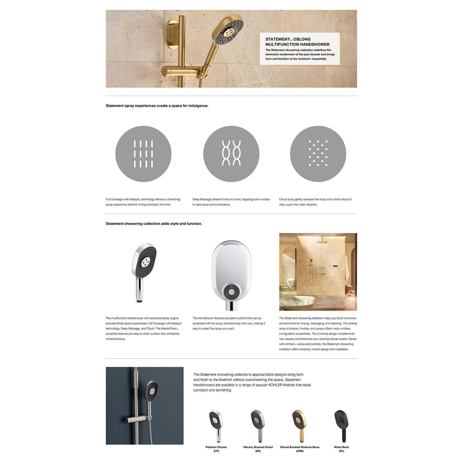 KOHLER Statement Oblong three-function Handshower - Image 5