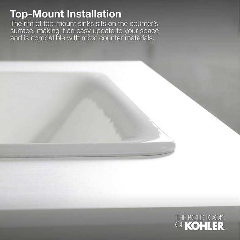 Kohler Archer Drop-in Bathroom Sink with single faucet Hole - Image 3