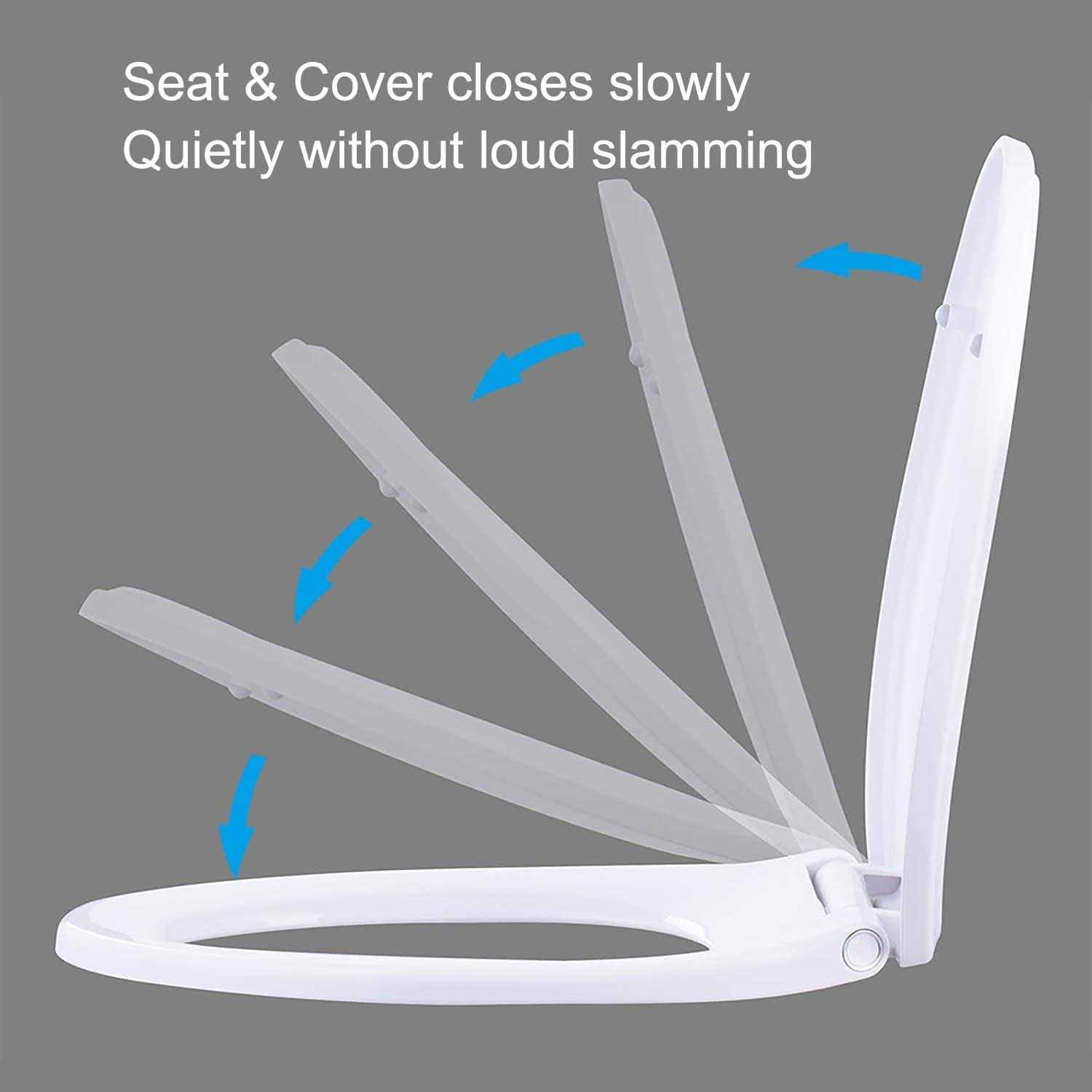 Hibbent Premium Round Toilet Seat with Cover Quiet Close One-Click to Quick Release - Image 3