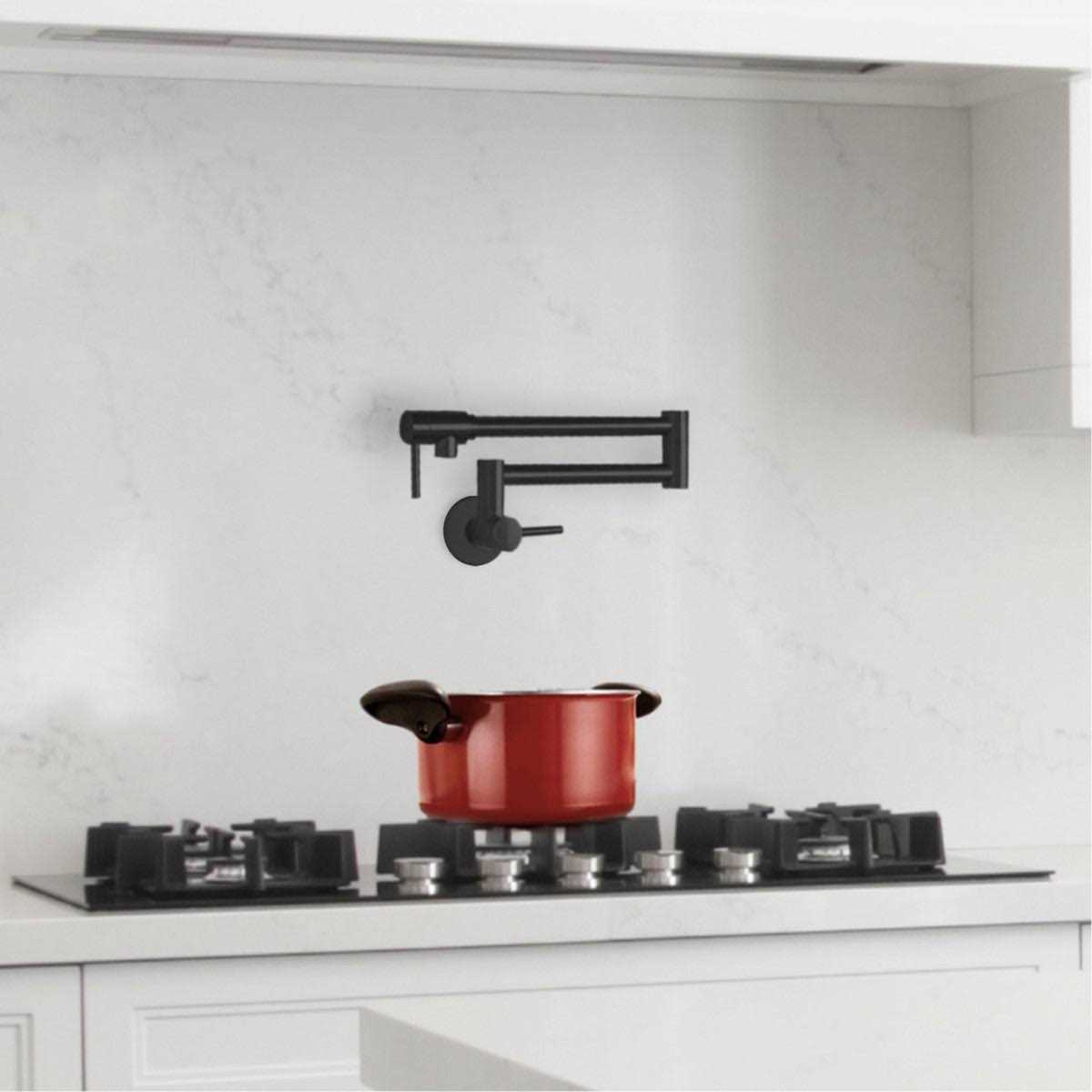 Stylish Stainless Steel Wall Mount Pot Filler Folding Stretchable with Single Hole Two Handles K-145 - Image 4