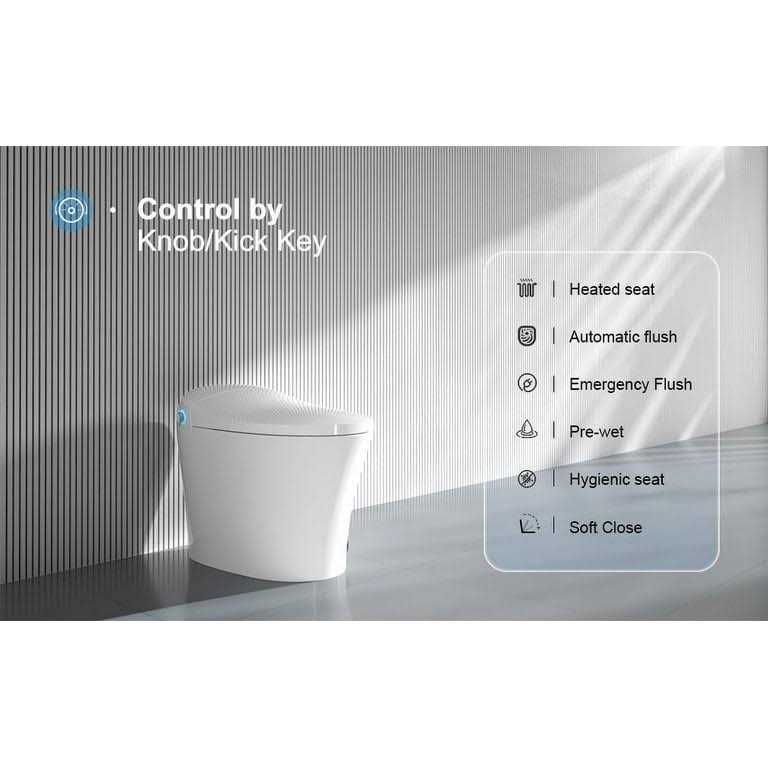 Horow Smart Toilet with Heated Seat Automatic Power Flush Tankless,Ceramic One Piece Toilets for Bathroom - Image 4