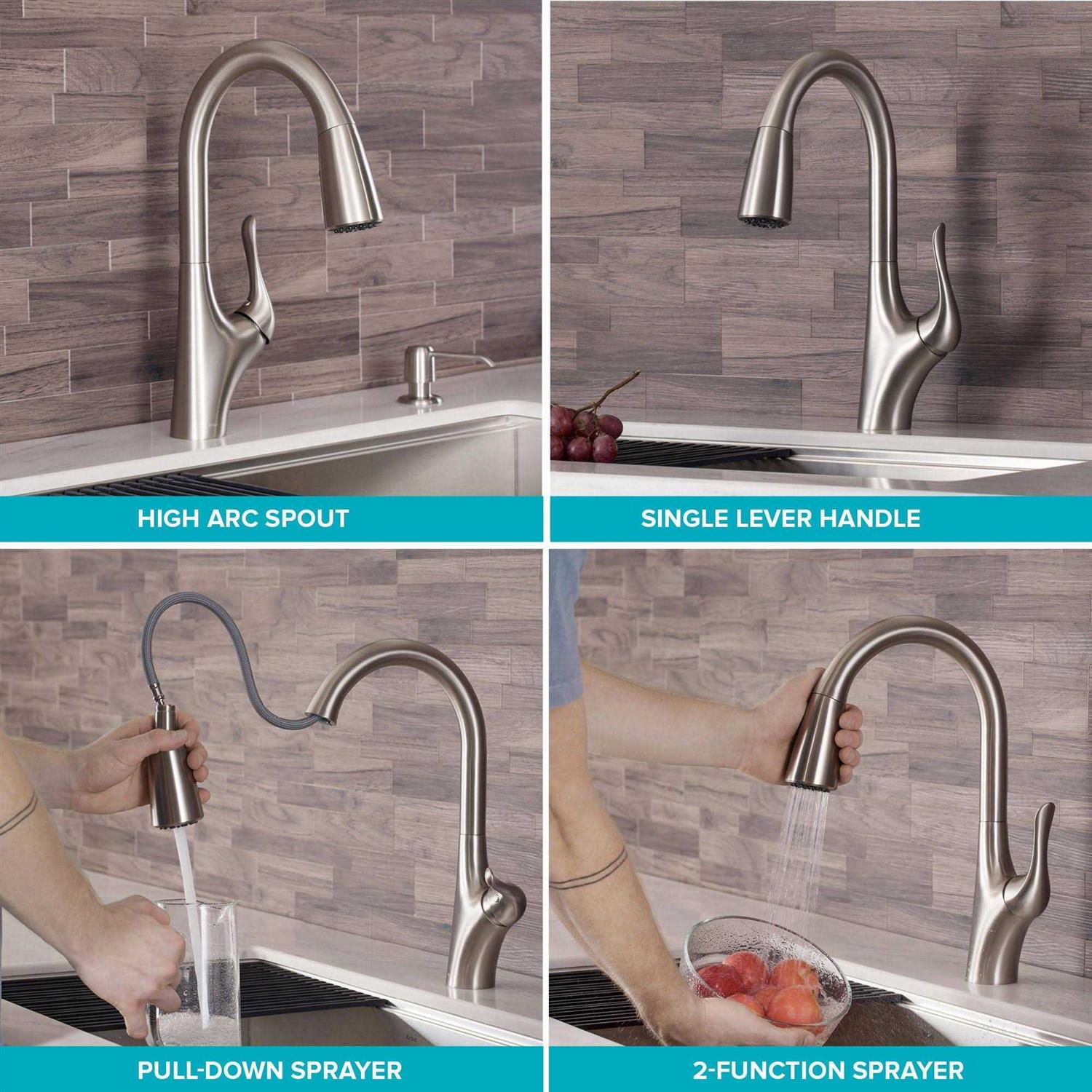 Kraus Merlin Single Handle Pull-Down Kitchen Faucet Spot Free KPF-1674SFS - Image 4