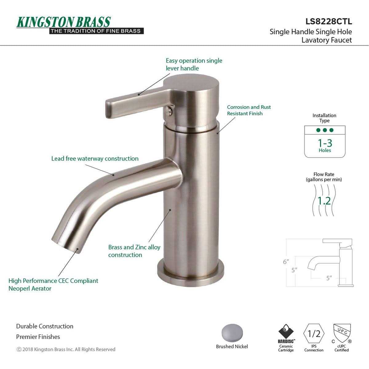 Fauceture LS8223CTL Continental Single-Handle Bathroom Faucet - Image 4