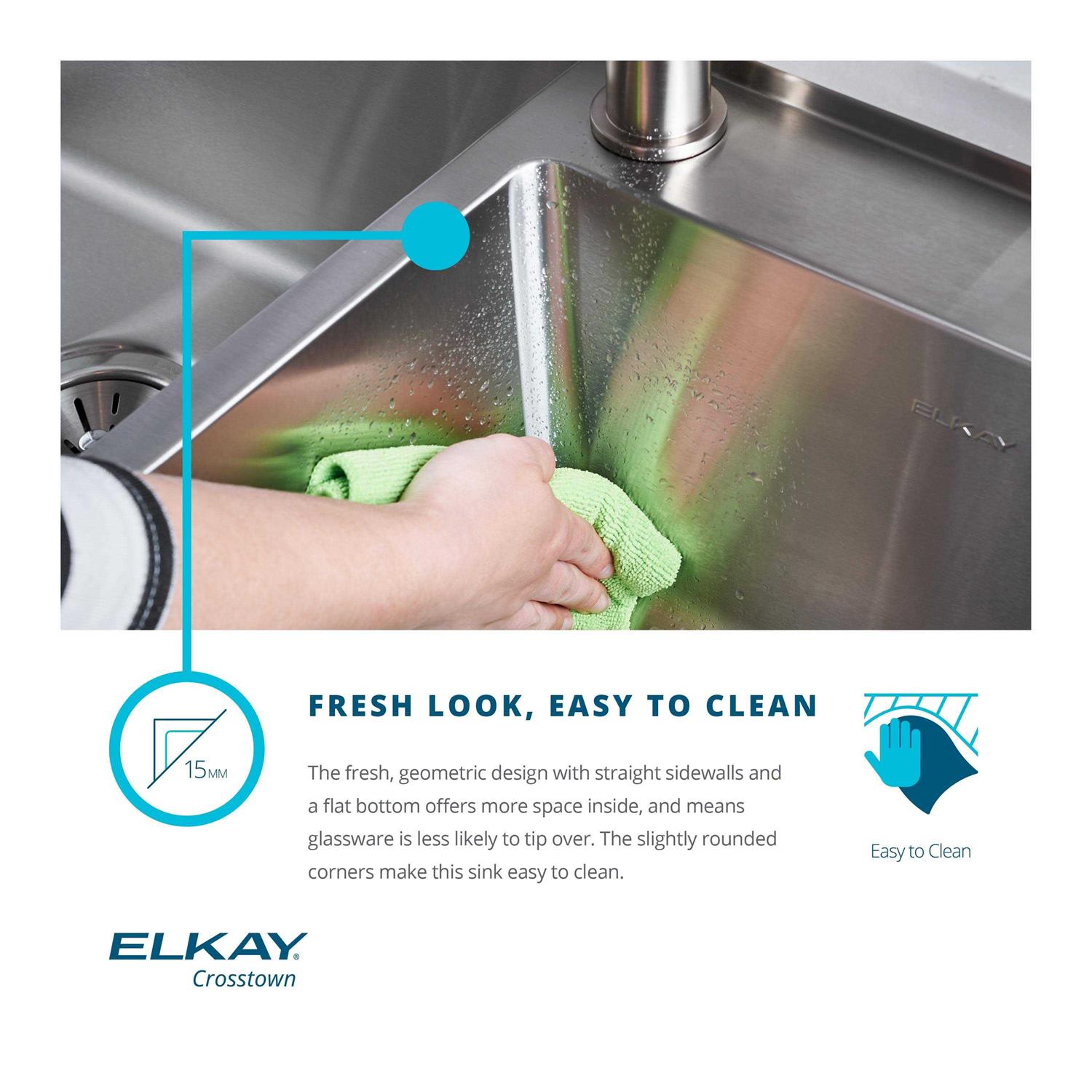 Elkay EFRU191610T Crosstown Single Bowl Undermount Stainless Steel Sink - Image 5