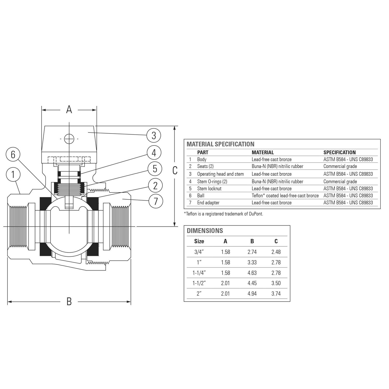 Legend Valve 314-255NL T-5500NL Bronze Curb Stop - Image 4