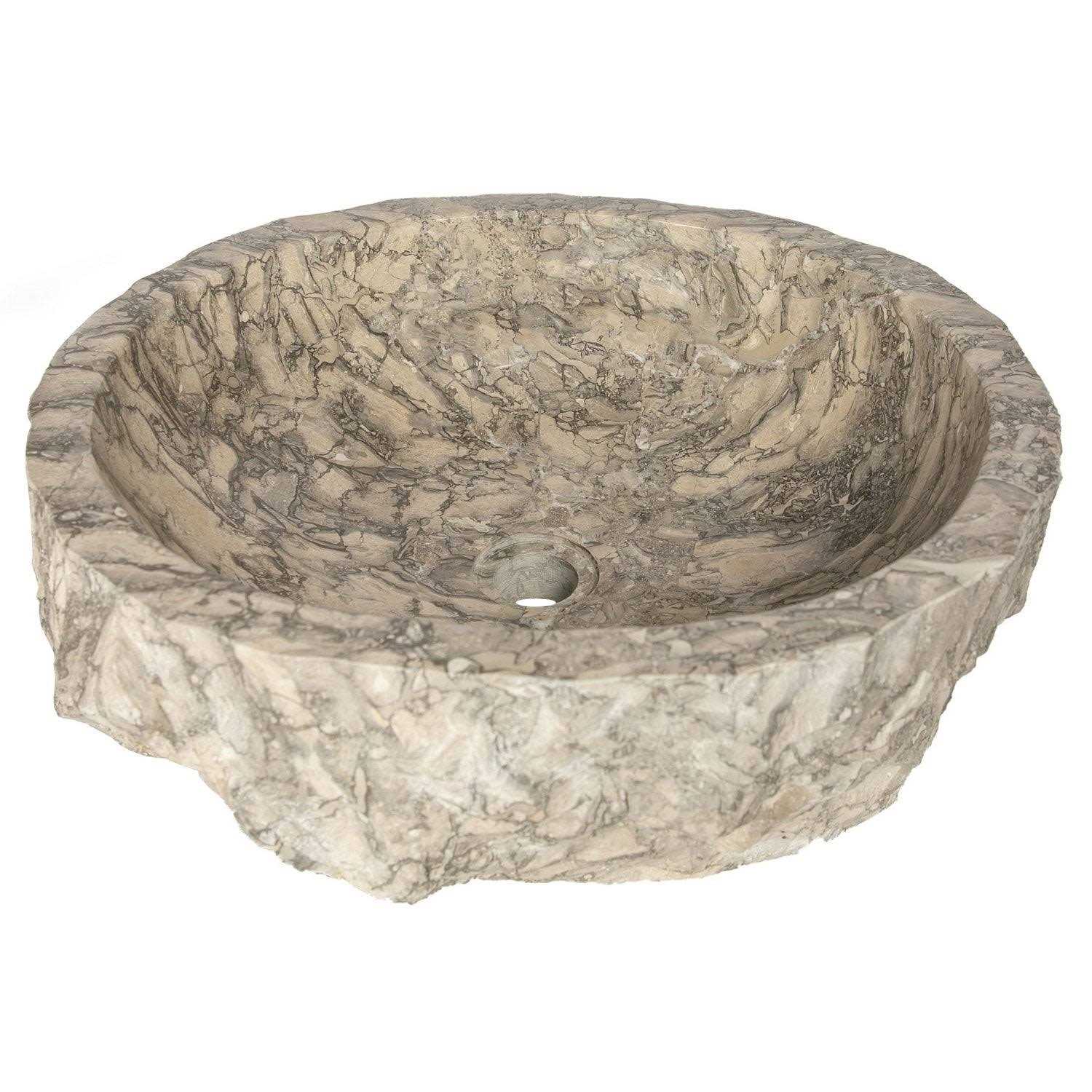 Eden Bath EB_S051GR-P Rustic Grigio Marble Sink with Rough Exterior