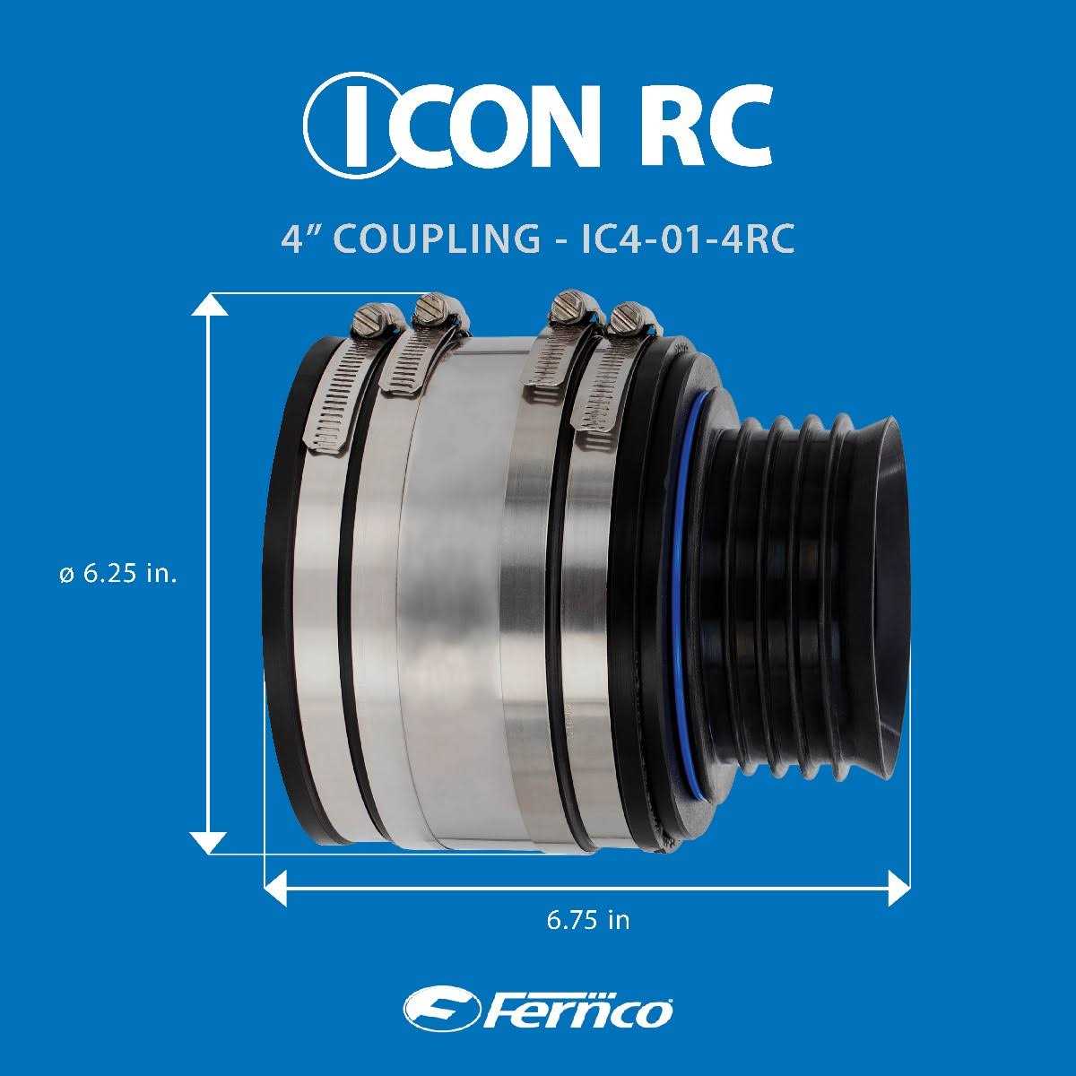 Fernco 4 Icon RC Pushfit DWV Coupling Sheared Off Pipe Connector with Shielded Coupler, Plastic, Cast Iron and Copper - Image 4