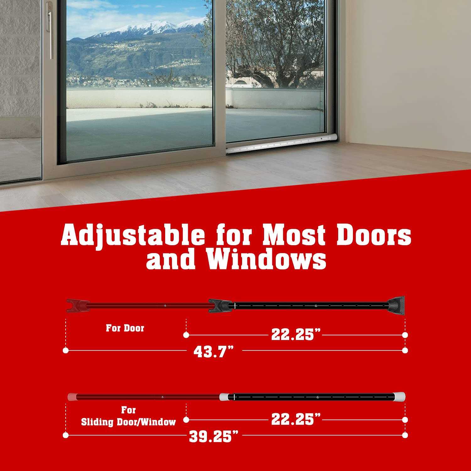Securityman 2-in-1 Door Security Bar & Sliding Patio Door Security Bar - Image 4